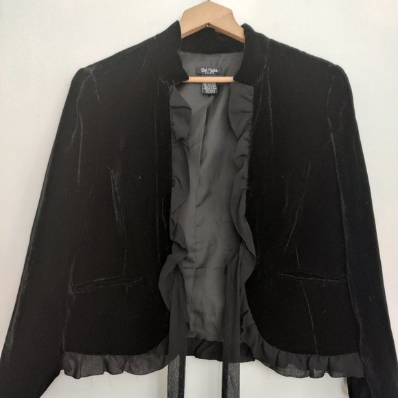 Bob Mackie Women's Cropped Jacket Black Size 10 Silk - Picture 1 of 5